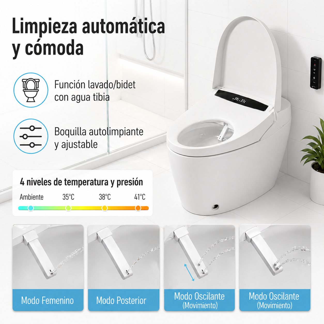 Lavado con agua caliente del inodoro japonés eQiik